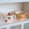 BRHand Drawn Ceramic Mug Cartoon Cute Water Cup Home Furnishings Breakfast Milk Cup Couple Afternoon Tea Coffee Cups Friend GiftEY