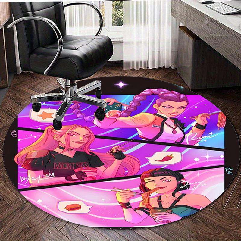 1pc KPop Demon Hunters2 Design Printed Area Round Carpet for Bedroom Living Room Home Decor Rugs Mat Non Slip Mat Rug for Bedside
