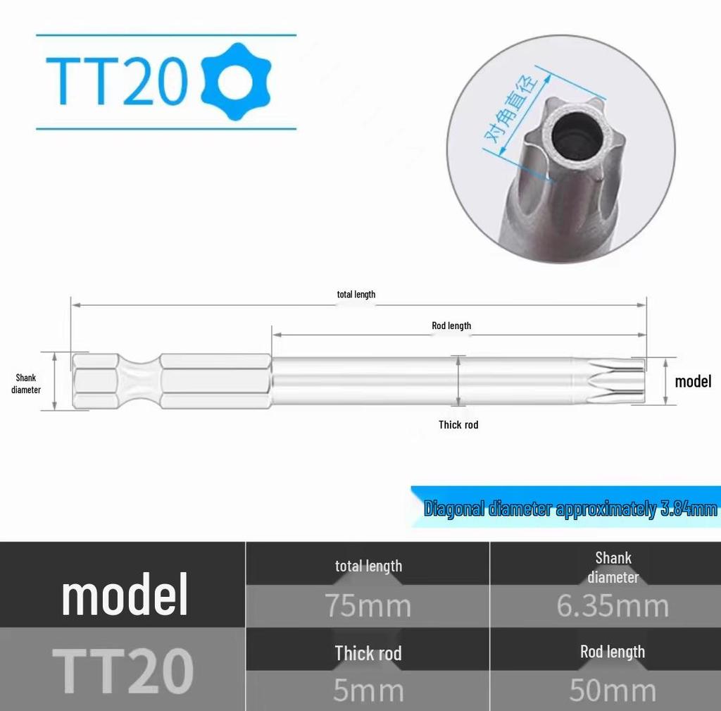 Plum Blossom Hollow Hex and Phillips Star Magnetic Screwdriver Bit Set (T5-T25)