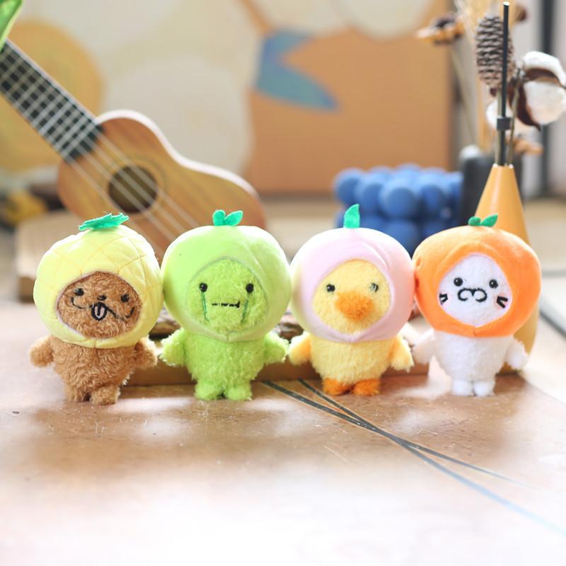 Adorable Fruit Duck Keychain Plush Toy Cute Bag Charm Soft Stuffed Animal