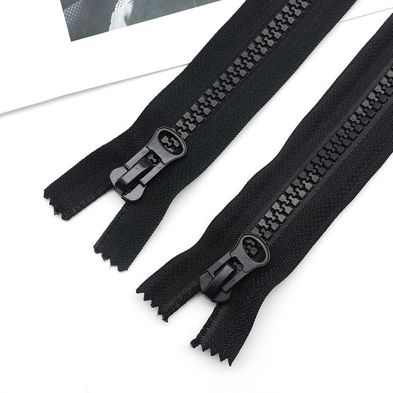 #8 Schwarzer Harz-Reißverschluss, Doppelkopf, 5m für Schlafsäcke & Zelte