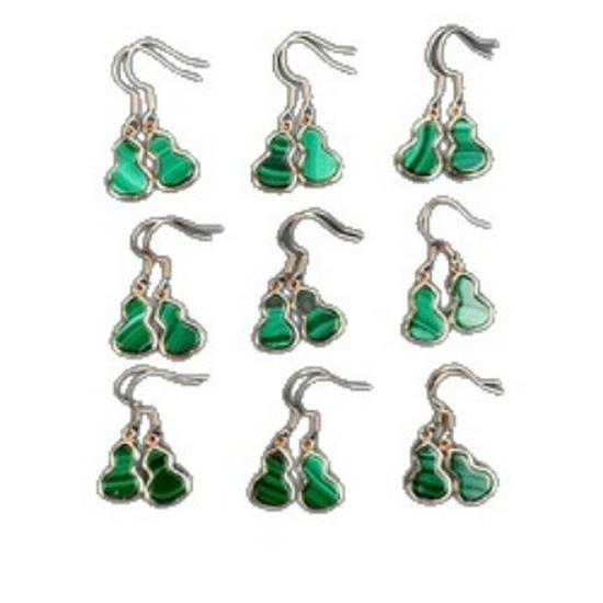 Malachite Gemstone Earrings: Polished Natural Crystal Energy Stones for Women's Jewelry Demagnetizing and Decoration Gift.