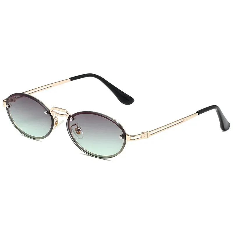 Popular Fashion Sunglasses for Women Men Shades Oval Sun Glasses for Female Male Summer Traveling UV400 Rimless Sunglass Eyewear