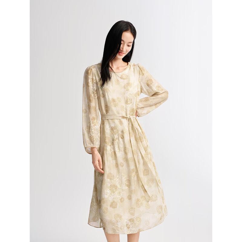 JUZI ANNAKOU French Style Embroidered Belted Long Dress