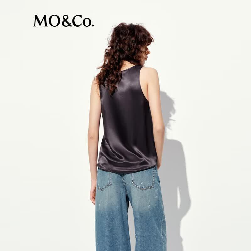 MO&Co. Lustrous Silk Blend U-neck Vest