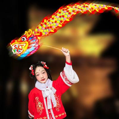 Chinese Dragon Dance Lantern Handmade Traditional Dance Dragon Ribbon Blessing Handheld Dragon Lantern Dragon Boat Festival