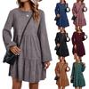 Women's Fashion Casual Corduroy Long Sleeve Solid Color Round Neck Dress