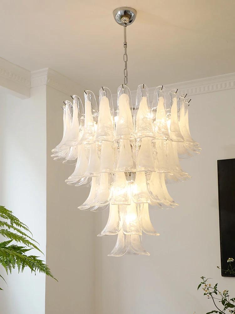 Nordic luxury Chandelier French glass pendant light dimmable LED light living room hotel bedroom decorative lighting fixtures