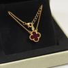 High-end Lucky Four-leaf Clover Necklace for Women 18k Agate High-end Carved Clavicle Chain