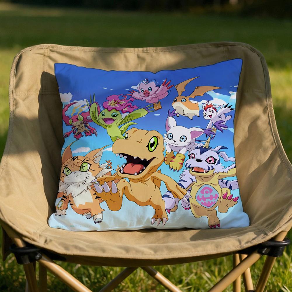 Cute DDigimonS Greymons Cushion Cover Soft Reversible Durable Pillow Cover MultiScene Use for Home Car Daily Comfort