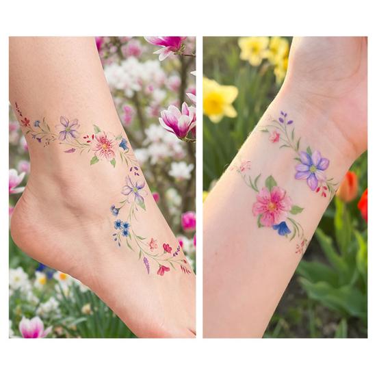 Jijijing 1 Sheet Colorful Flower Tattoo Stickers, Waterproof Temporary Fake Arm Chest Shoulder Tattoos for Women