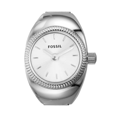 Fossil Women's Two-Hand Silver-Tone Stainless Steel Watch Ring, ES5245