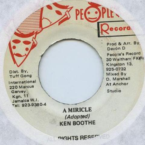 7inch Record KEN BOOTHE - A Miracle People Records 2005 Jamaica Reggae, Ska & Dub