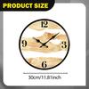 Wood Wall Clock Decorative Non Ticking Fashion Rustic Quiet Hollow for Kids Room Living