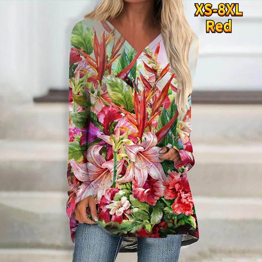 Floral Elk T-shirt for Women/Large Size (USA Size) (