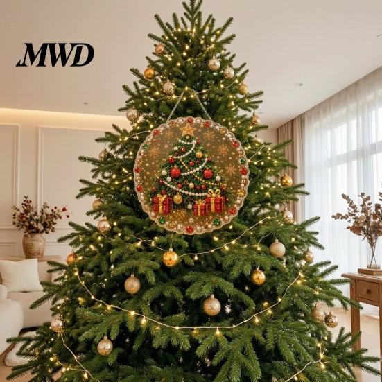Rhinestone Painting Kit for Adults Christmas Kit, DIY Wreath Art Craft Adults, Double Decorative Pendant Making Sided Window Ornament, Acrylic Hanging