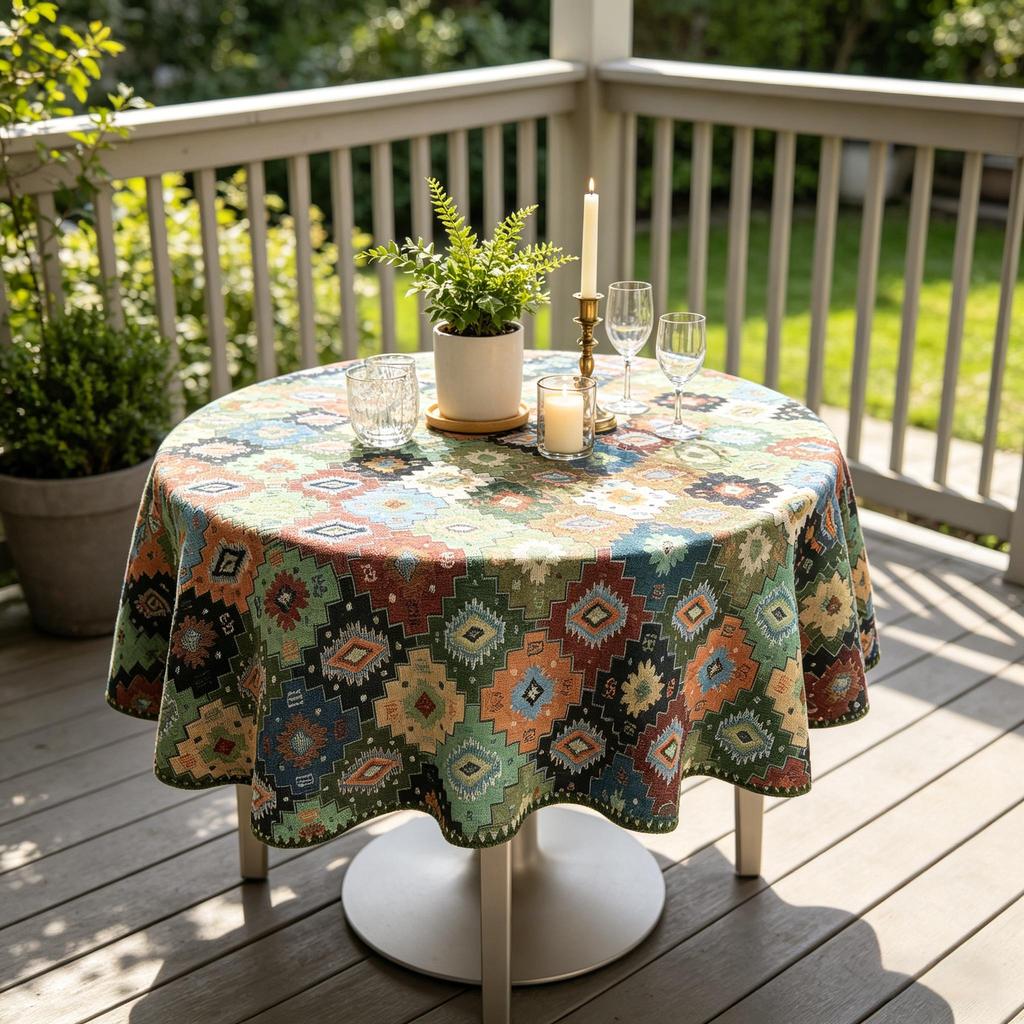 Dining Kitchen Party Event Family Gathering Small Round Cotton Tablecloth