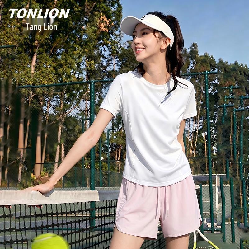 TonLion Women s Quick-Dry Round Neck Top & Shorts Set M