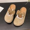 Fashion Loafers Shoes Woman 2025 Female Slippers Cover Toe Butterfly-Knot Increased Internal New Slides Butterfly-knot Increased Interna
