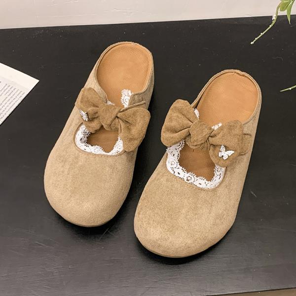 Fashion Loafers Shoes Woman 2025 Female Slippers Cover Toe Butterfly-Knot Increased Internal New Slides Butterfly-knot Increased Interna