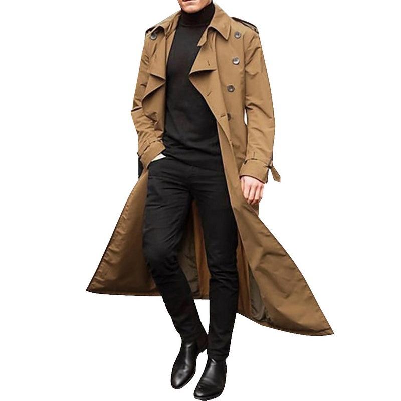 Men's Autumn and Winter European and American Style Coat Extra Long Windbreaker Casual Jacket