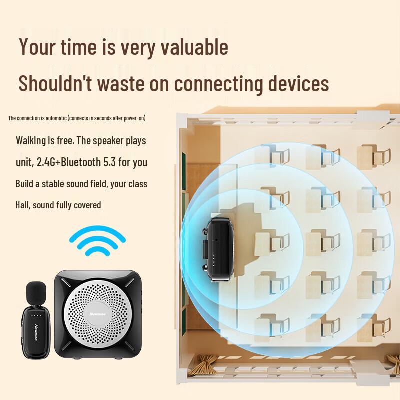 Newsmy Portable Wireless Voice Amplifier with Clip-on Mic