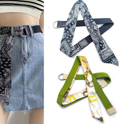 Ribbon Patchwork Jeans Dress Belt Women Imitation Silk Scarf Tie Decorative Cloth Strip All-Match Waist Belt Soft Long Waistband