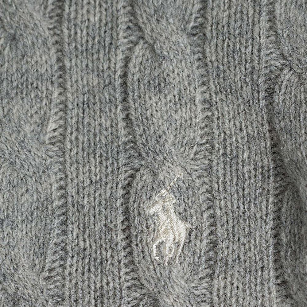 Polo Ralph Lauren FW24 Embroidered High Neck Polo Sweater Women Sweater Light-Gray 211690308-005