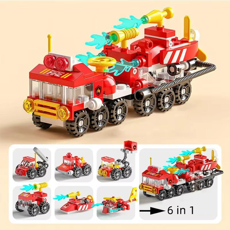 TOYLINX Bausteine Modelle Stadt Serie Feuerwehrwache LKW Feuerwehrmann Stadt Pädagogisch DIY Modell Spielzeug für Kinder Kinder Geschenke