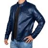 Trade Mens Retro Style Stand-up Collar Leather Jacket Slim Fit Multi-pocket Casual Outerwear