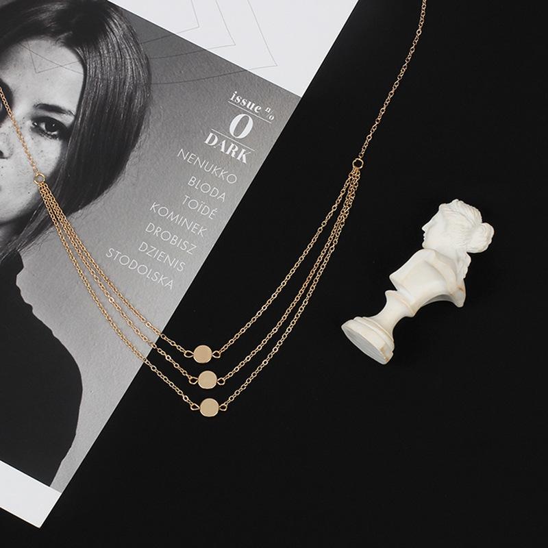 Ins Viral Multi-layer Metal Sequin Pendant Necklace, Trendy Clavicle Chain