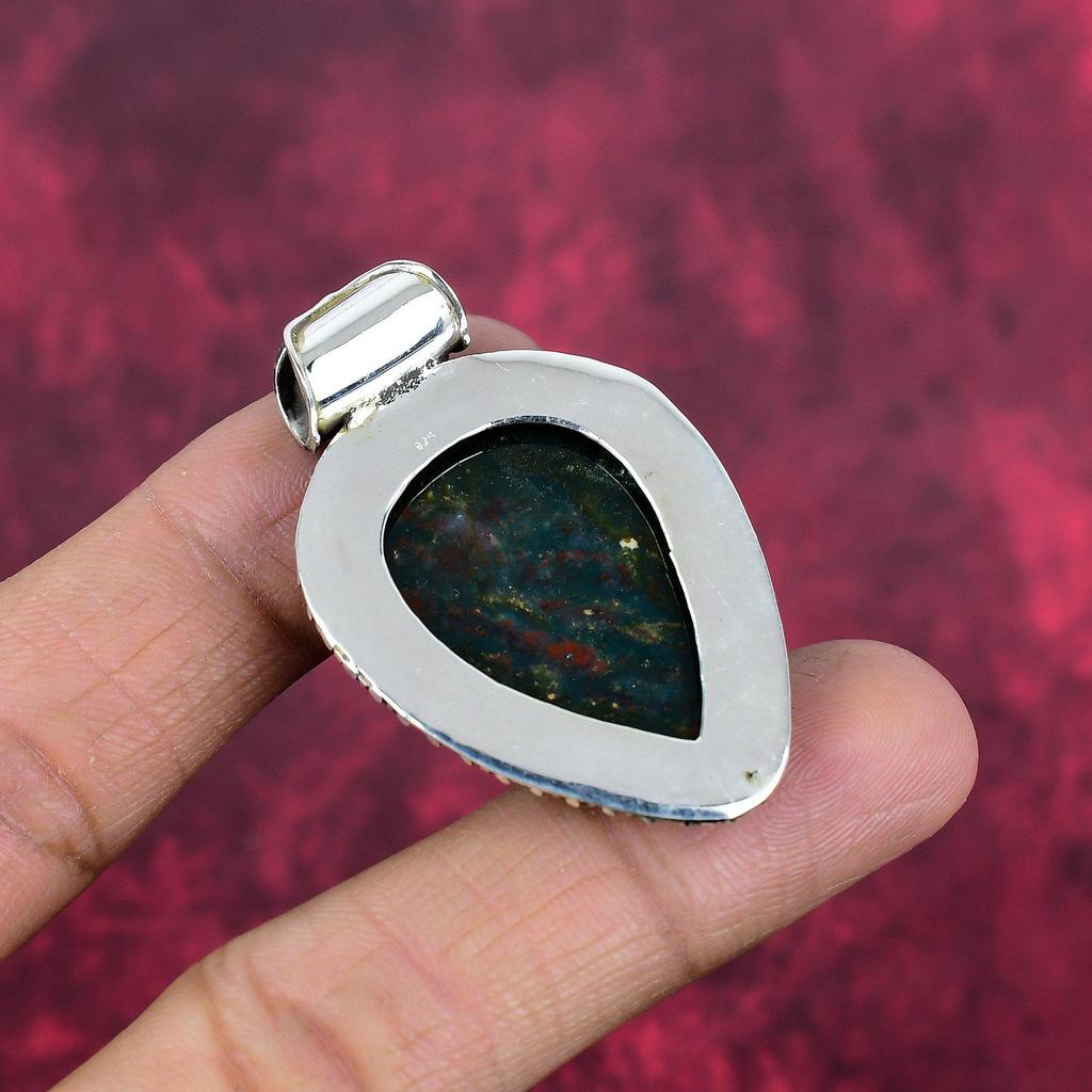Bloodstone 925 Solid Sterling Silver Pendant Handmade Gemstone Jewelry, Gifts For Wife Brand New Pendant