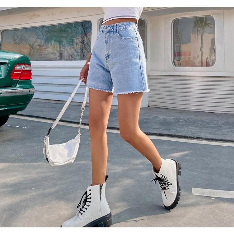 Women Summer Casual Chic Comfortable High Waist Loose Blue Jean Denim Shorts Femme Fashion Trendy