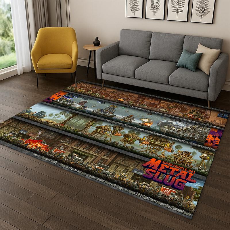 Retro Game Metal Slug Cartoon Carpet Rug for Playroom Bedroom Living Room Sofa Home Decor,kid Game Area Rug Non-slip Floor Mat