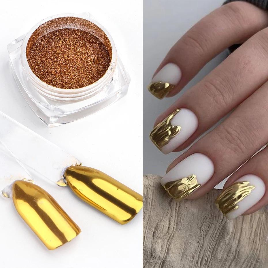 0.5g Nail Mirror Glitter Powder Gel Polish Rub Dust Shiny Gold Silver Fine Chrome Flakes Pigment DIY Accessories Decor