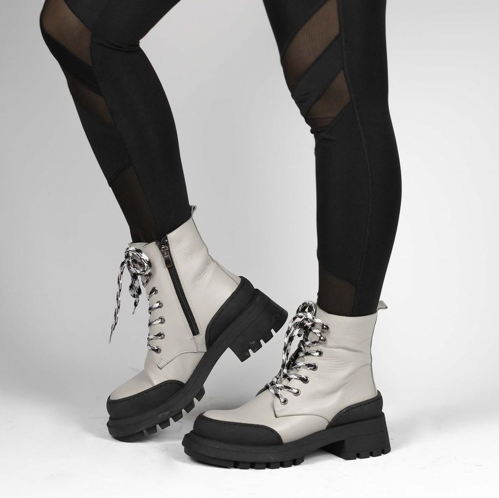 Stilvolle Freizeitstiefel für Damen aus echtem Leder mit dicker Thermosohle