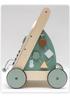 Wooden Baby Walker Stroller with Educational Learning Aid - Anti-Tip Push Car Toy for Toddlers