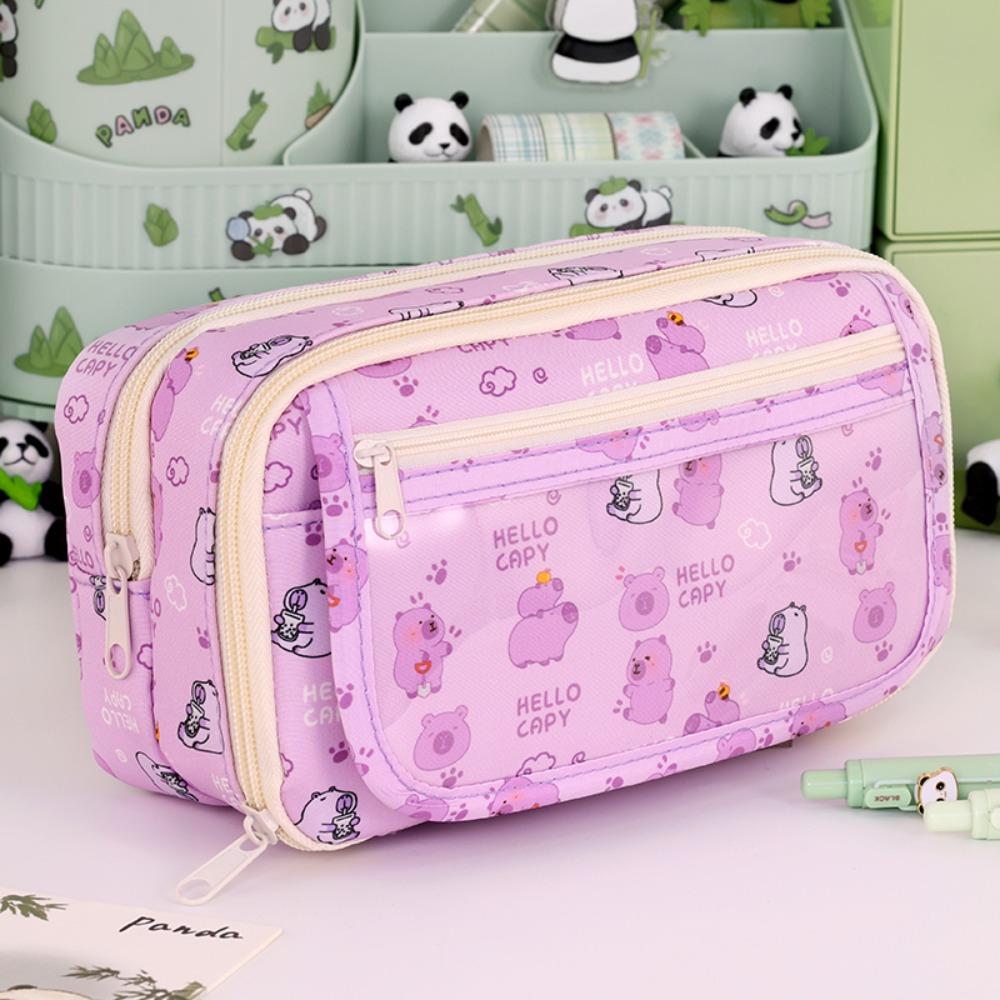 Multi Layer Pen Bag Capybara Stationery Organizer New Stationery Storage Bag School Office