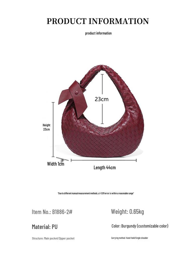 Large Capacity Woven Shoulder Bag - Trendy Crescent Dumpling Handbag, Underarm Style.