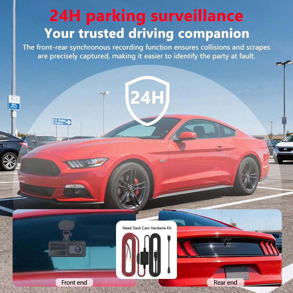 1080P HD Triple-Lens Dash Cam with WiFi and Night Vision