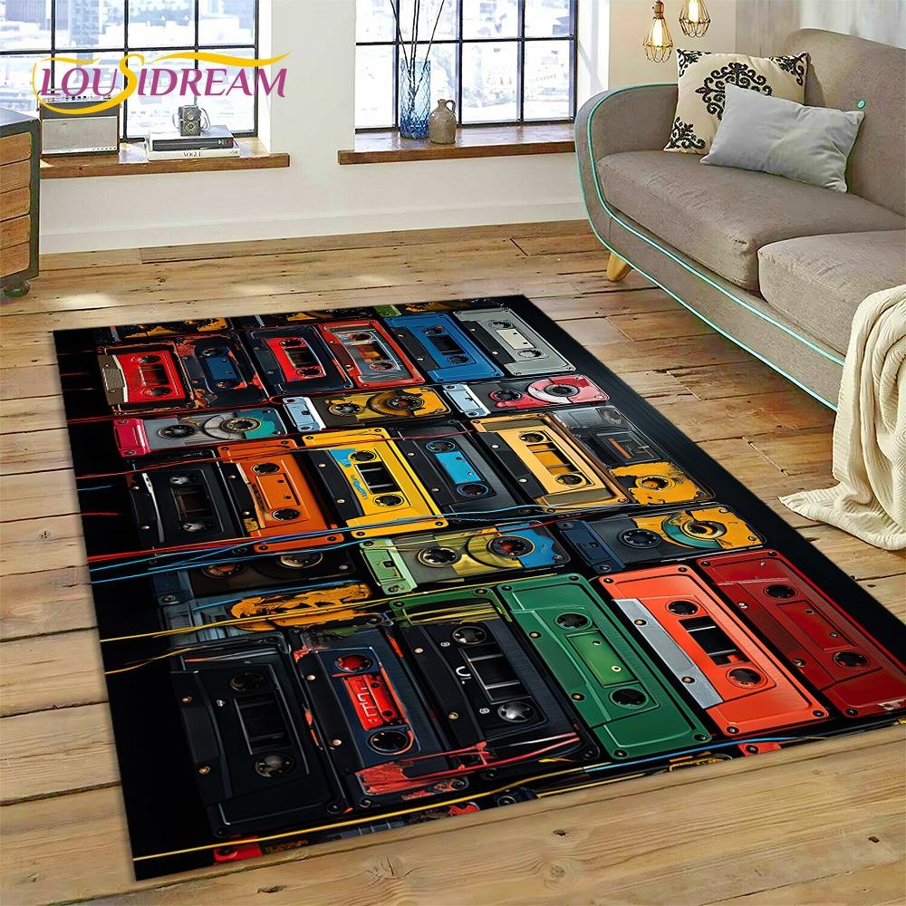 Retro Music Cassette Tape Retro Recorder CD Instrument Carpet Rug for Bedroom Living Room Home Sofa Decoration Decor Floor Mat