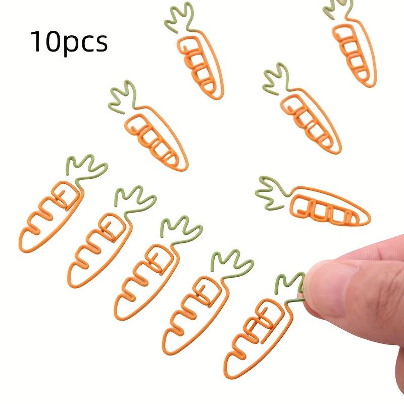 10/20pcs Cute carrot-shaped paper clips - Pastel orange & green, for office Decorations,Party Favors, Bulletin Boards