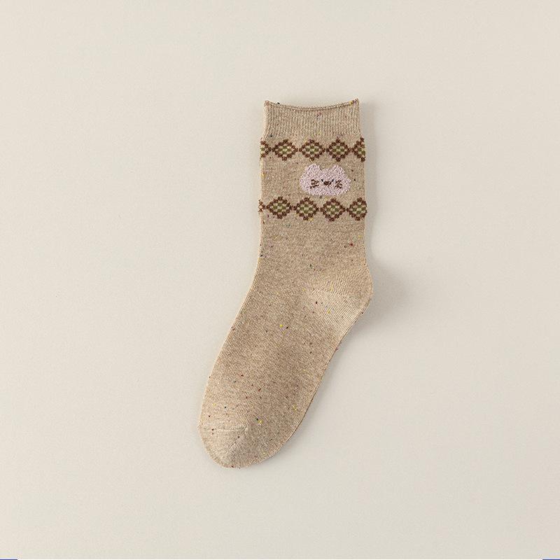 

Леди Весна и Осень Мультяшные Милые Животные Сладкая Идея Пряжа Завитой Край Колледж Ветер Труба Носки-гольфы 1 pair хаки