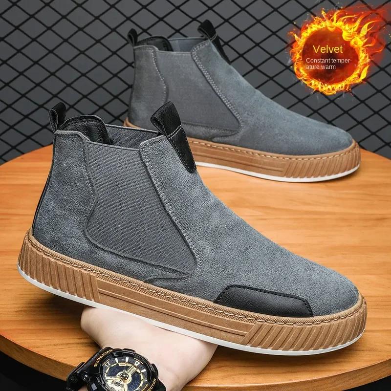 Men's Casual Boots Fashion Platform Sneakers Winter Cotton Shoes for Men Soft Sole Ankle Boots Outdoor Men's Athletic Shoes 2025