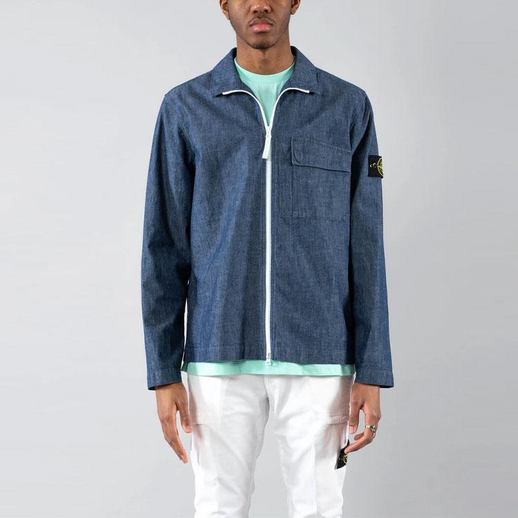 Stone Island Logo Polo Jacket Men jackets Blue 741511207-WASH