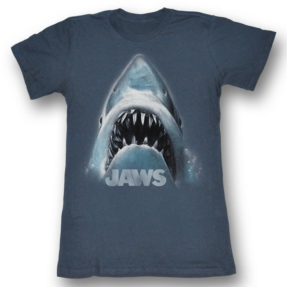 Jaws Shark Face Navy Junior Women s T-Shirt Mens Womens Tees Top XL