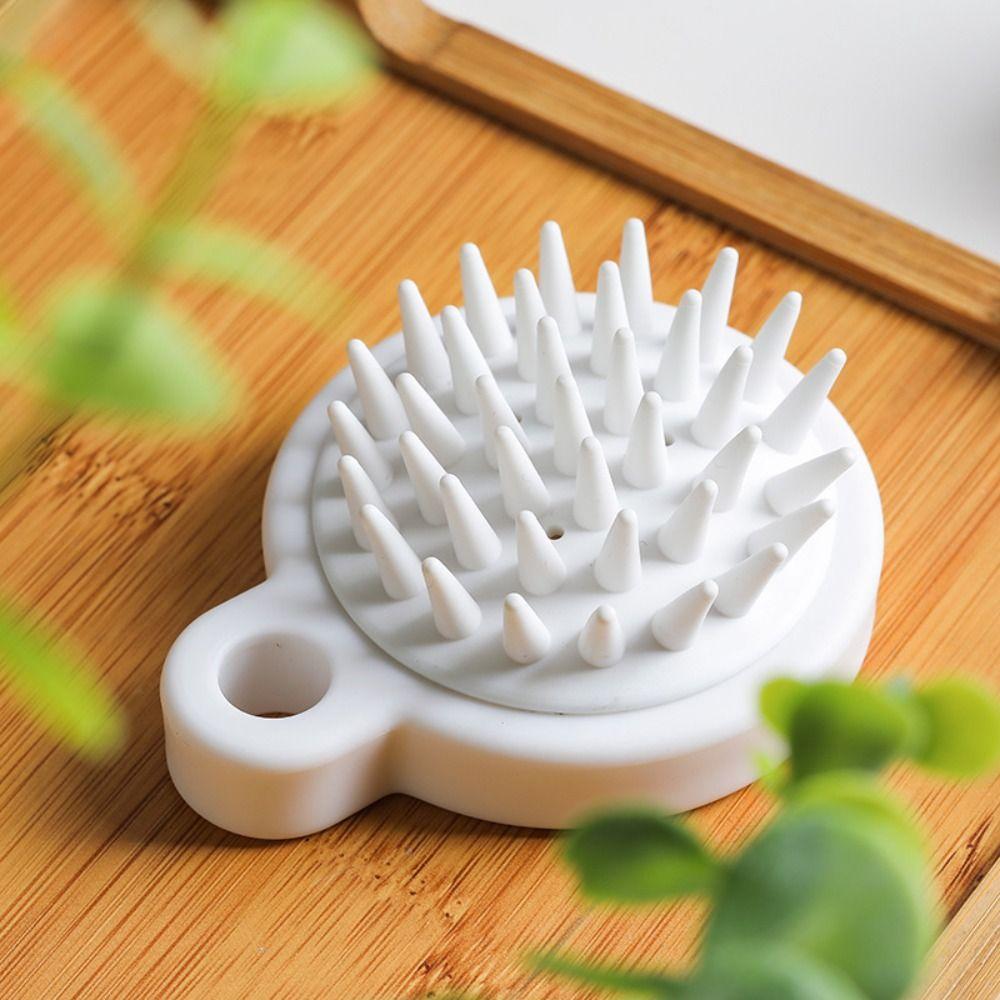White Silicone Shampoo Brush Soft Shower Brush Exfoliator Hair Washing Comb  Women Men