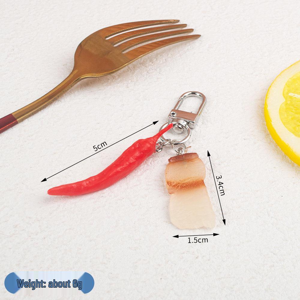 Miniature Food Keychain: Fruit, Vegetable & Beef DIY Backpack Pendant Toy