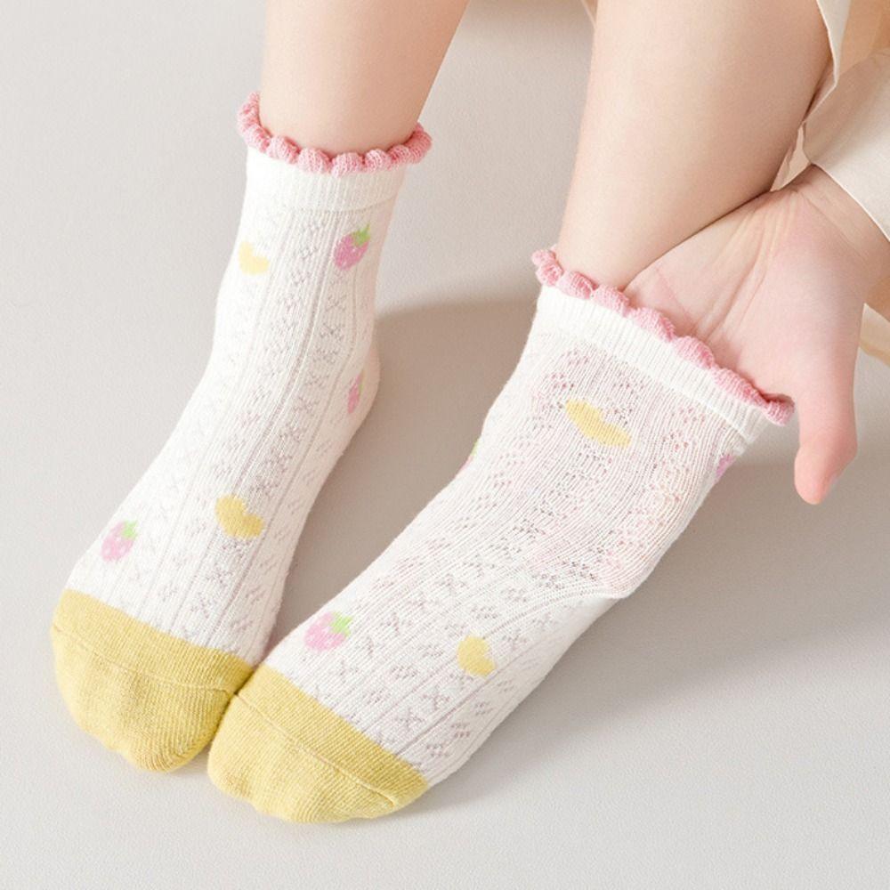 5Pairs Ruffle Baby Cotton Socks Autumn Spring Newborn Socks Toddle Short Tube Socks  Children