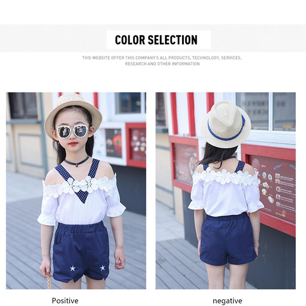 Kids Baby Girls Lace T-shirt Tops Pants Shorts Summer Outfits Clothes